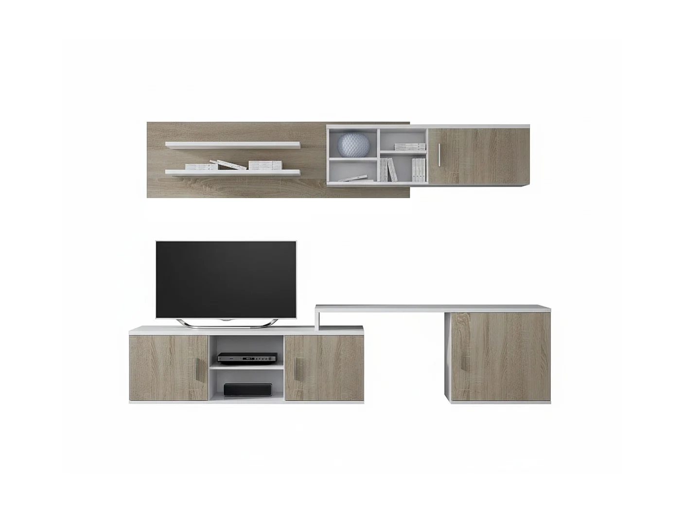 Composición de salón Baza en blanco y cambrian. De 220 a 270 cm de ancho. Se sirve monta