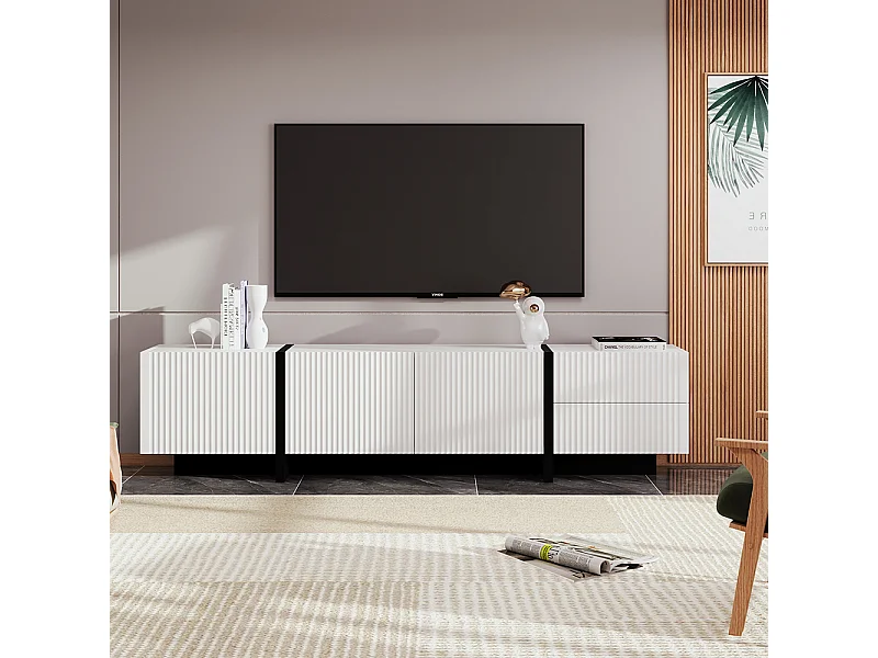 Meuble de rangement, 190 cm Meuble TV, 3 portes, 2 tiroirs
