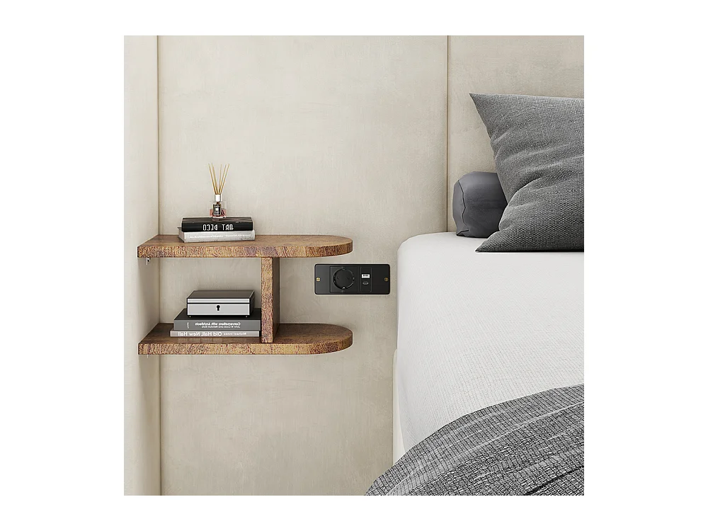 Polsterbett 160 x 200 cm, mit USB-Anschluss, Steckdose, Nachttisch, Samt, beige