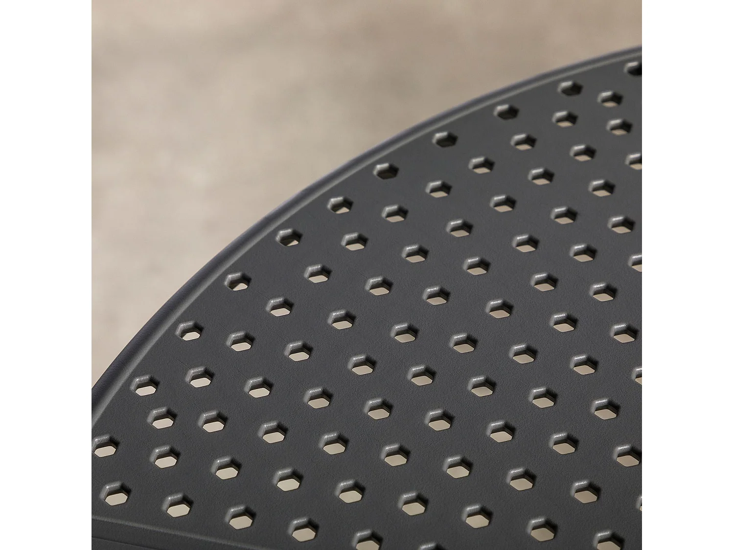 Table de jardin LUZ, Petite Table d'Extérieur Ronde et Compacte Idéale pour un Balcon ou une Terrasse, Gris