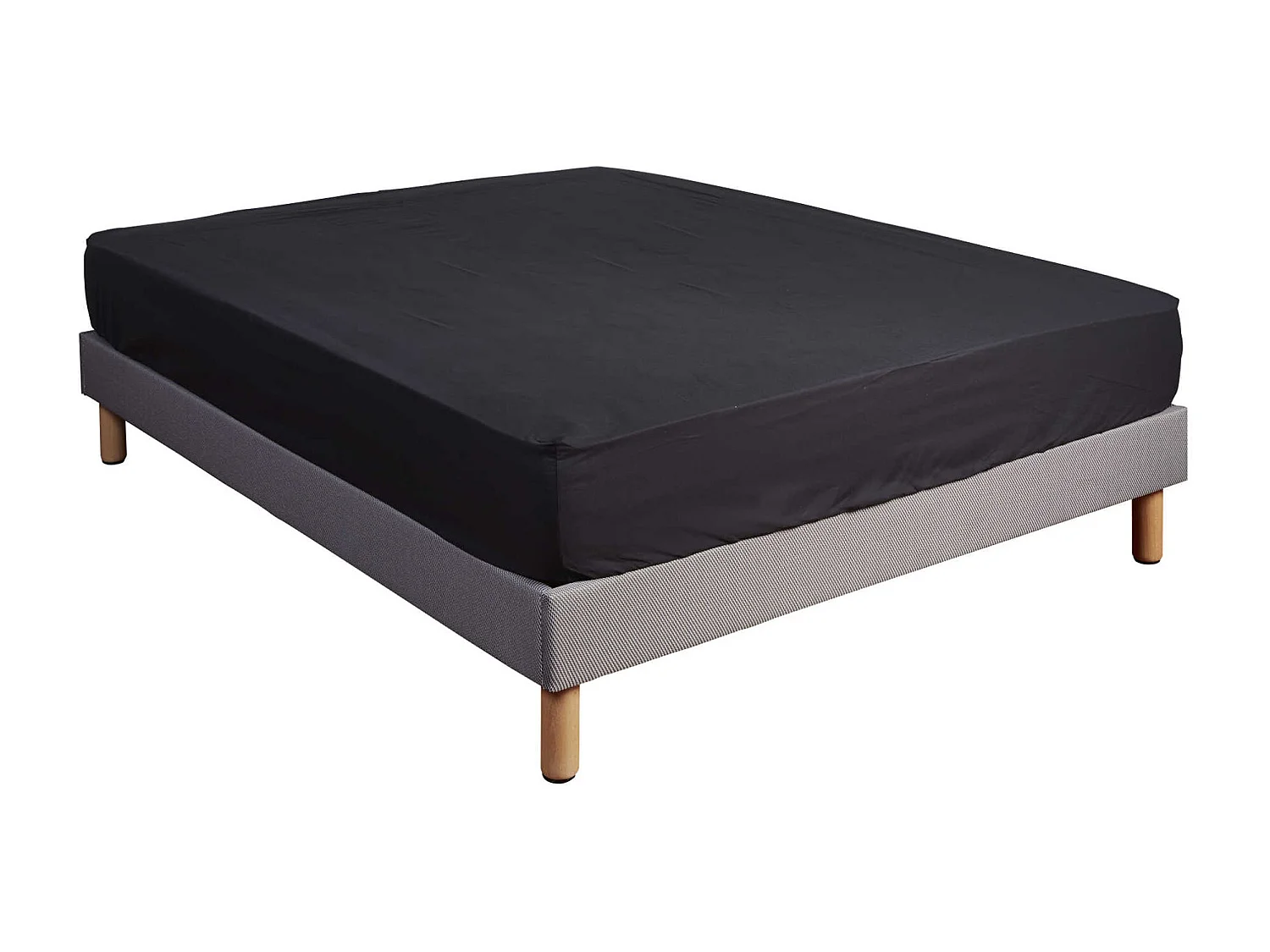 Drap housse 100% coton bleu marine - bonnet 27 cm 160x190