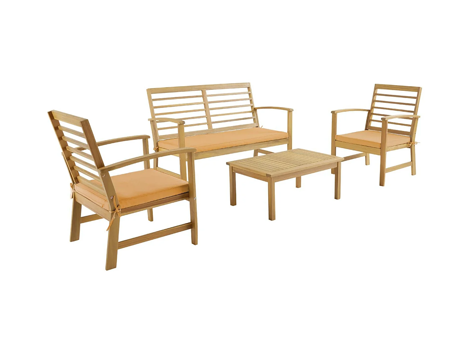 Conjunto de jardín de madera de acacia para 4 personas melocotón
