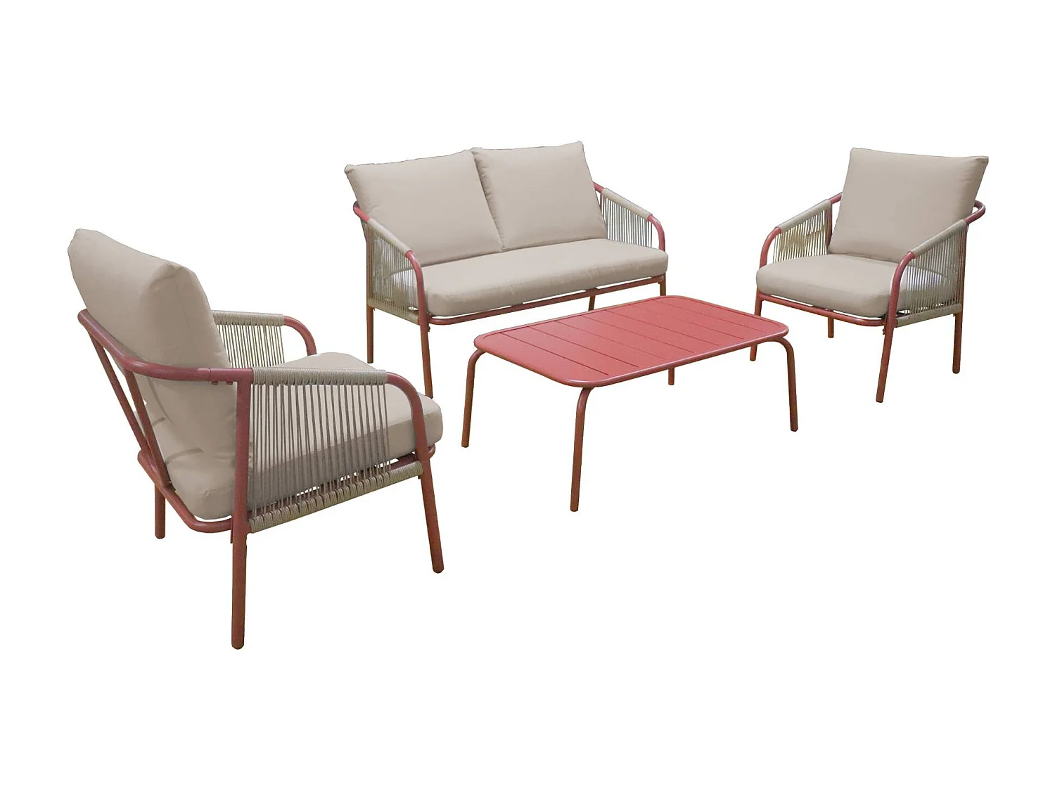 Conjunto de jardín de acero de 4 plazas terracotta