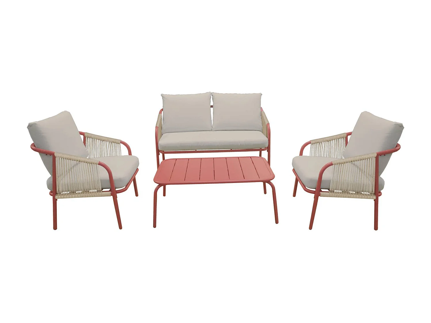 Conjunto de jardín de acero de 4 plazas terracotta