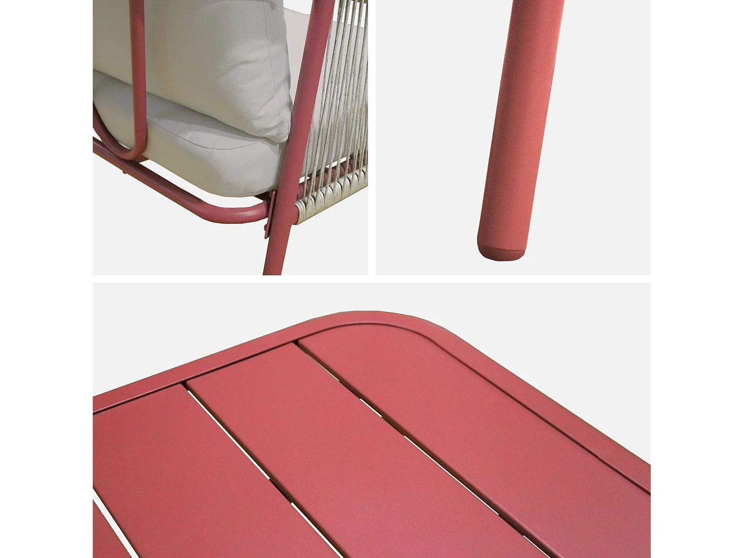 Conjunto de jardín de acero de 4 plazas terracotta