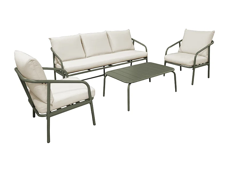 Conjunto de jardín de acero para 5 personas verde kaki