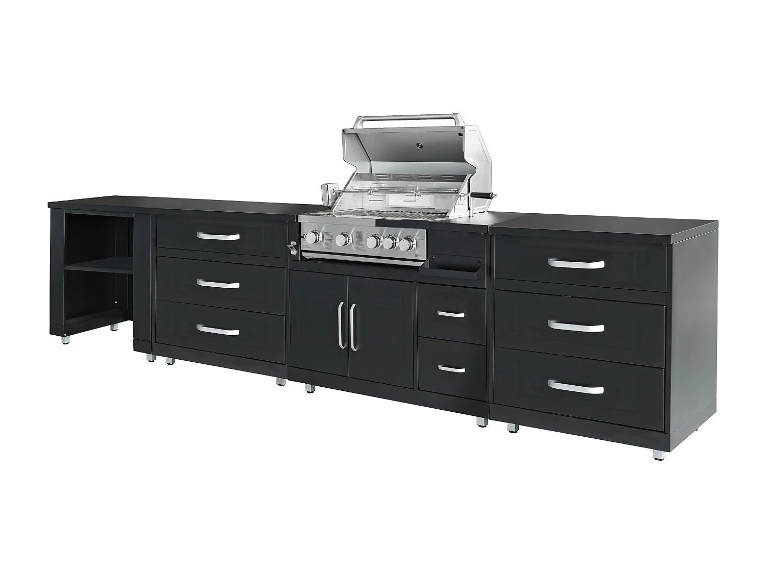 Cuisine d'extérieur acier 4 éléments avec barbecue