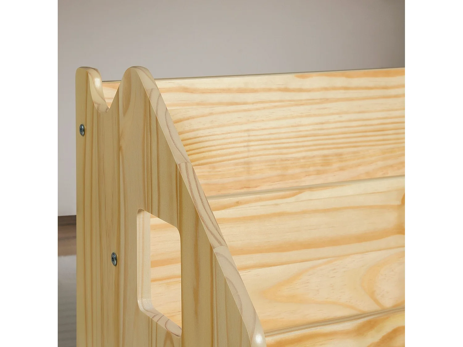 Bibliothèque enfant BRUNO, Rangement livres pour chambre enfant, 4 Compartiments, En pin massif coloris naturel