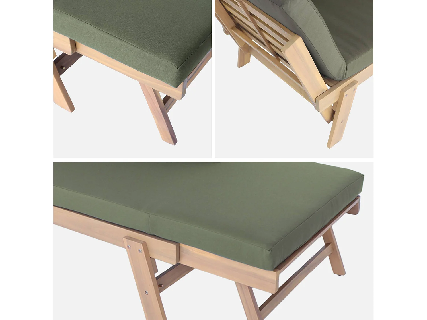 Panchina da giardino a 2/3 posti, verde kaki