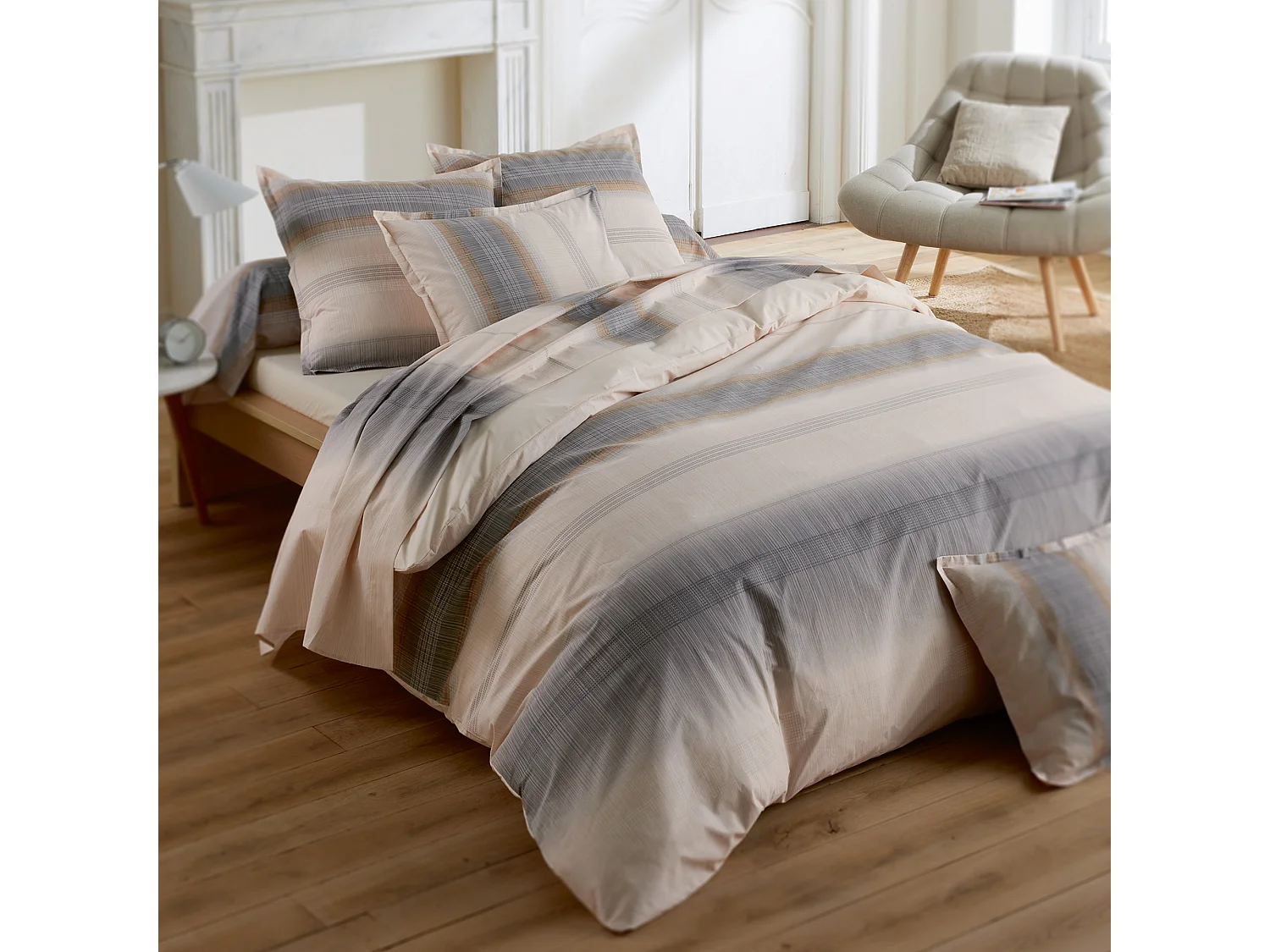 Housse de couette 240x220 cm percale coton ESTEBAN Beige