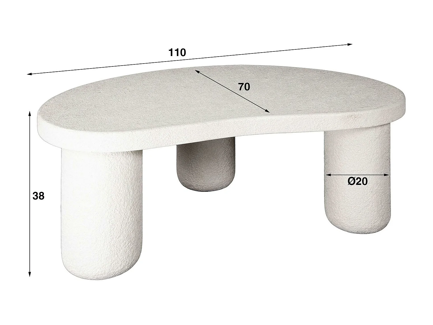 Table basse blanche en marbre composite forme haricot TAJ