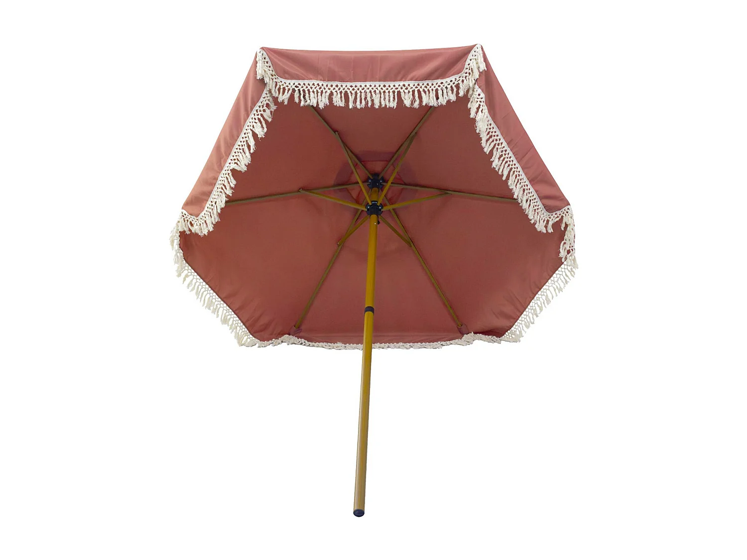 Ombrellone dritto con frange 2m, acciaio, terracotta