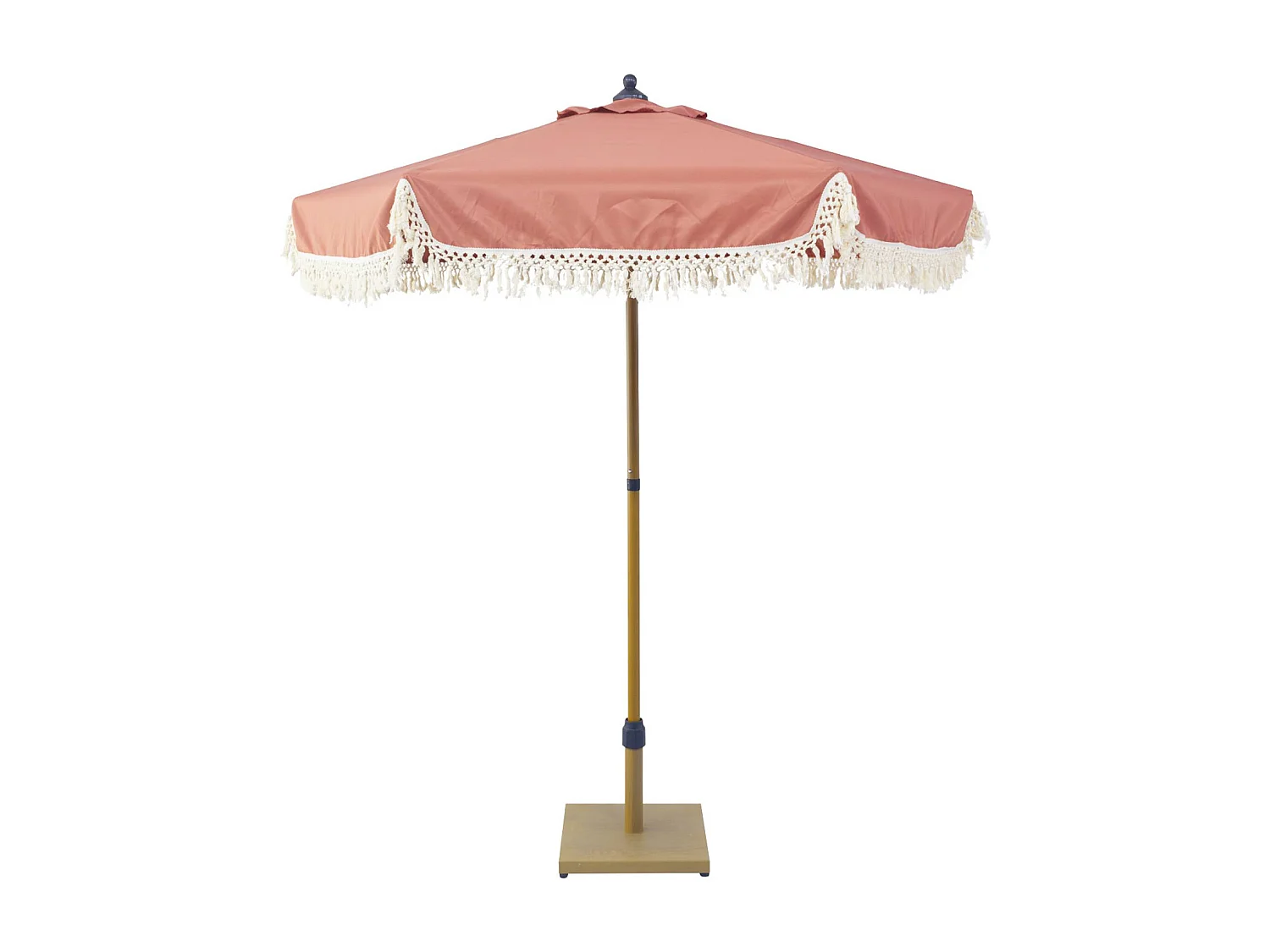 Ombrellone rotondo retto con frange, ø2m, terracotta