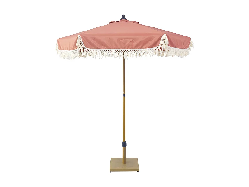 Ombrellone dritto con frange 2m, acciaio, terracotta