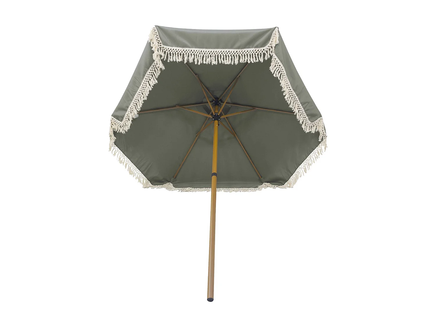 Ombrellone dritto con frange 2m, acciaio, verde kaki