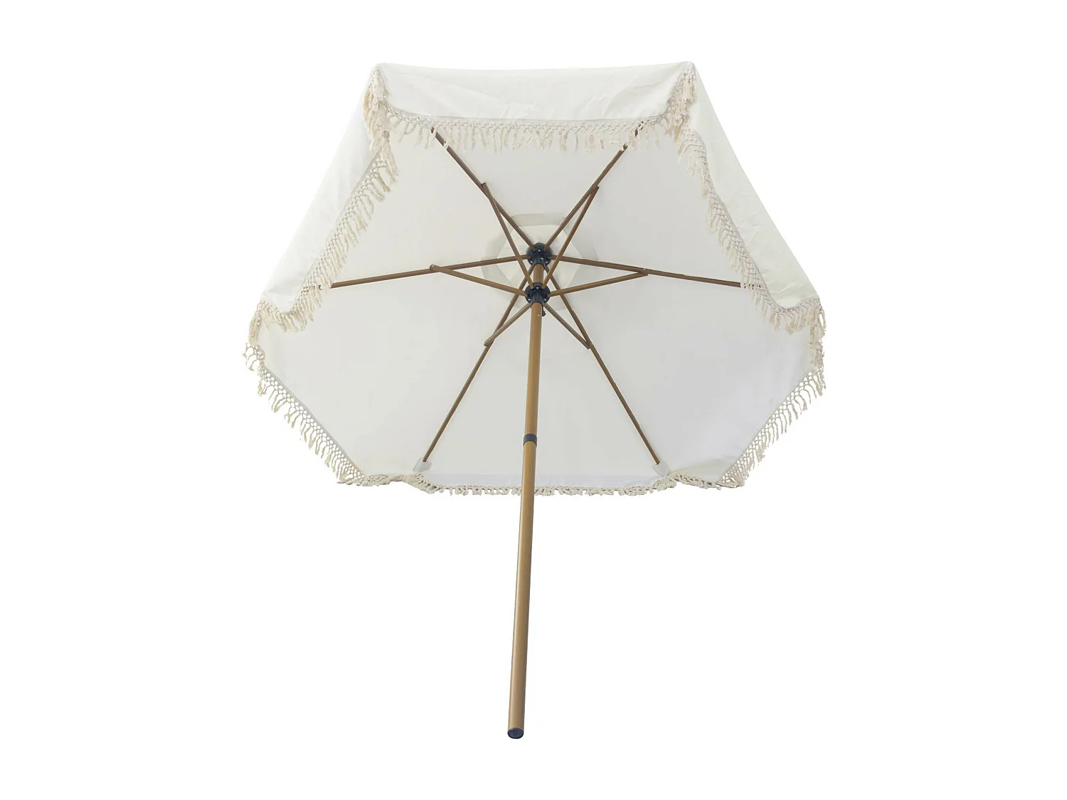 Ombrellone dritto con frange 2m, acciaio, beige