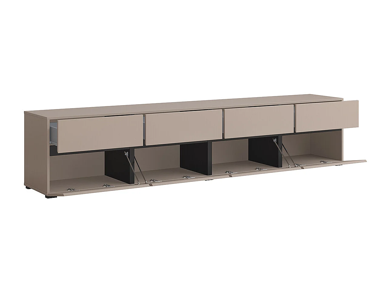 Meuble TV 4 portes 225 cm Lilia Taupe