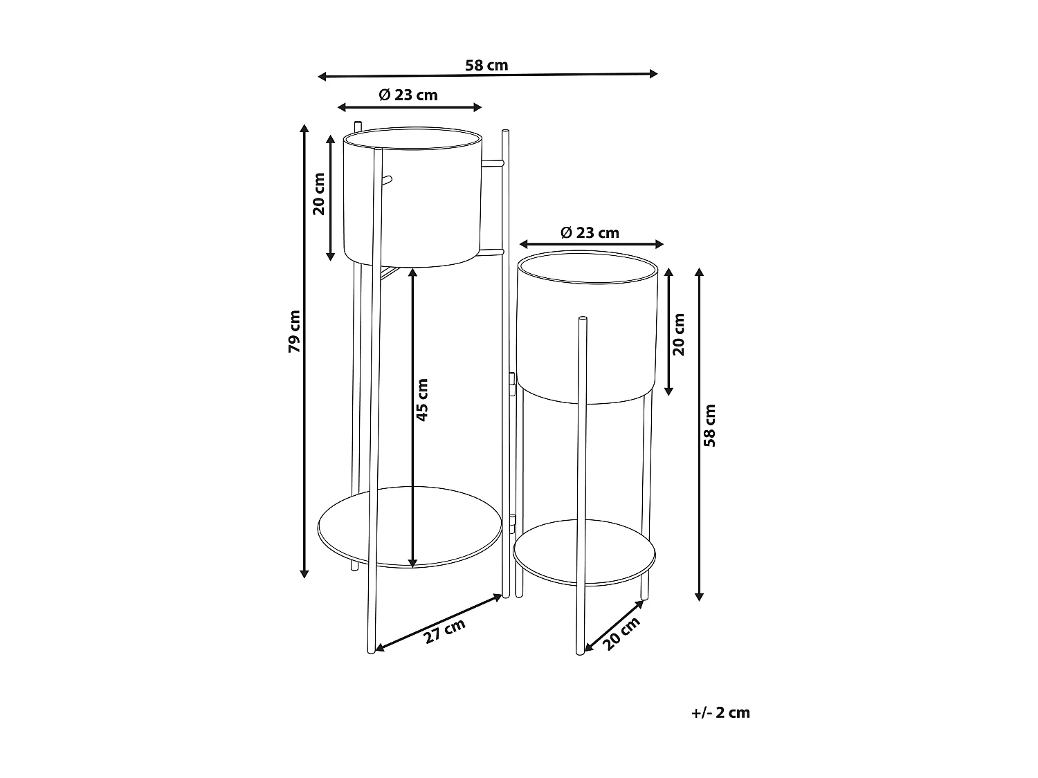 Pflanzenständer, Blumentopf für den Innenbereich, rund, aus Metall, schwarz, Ulmus