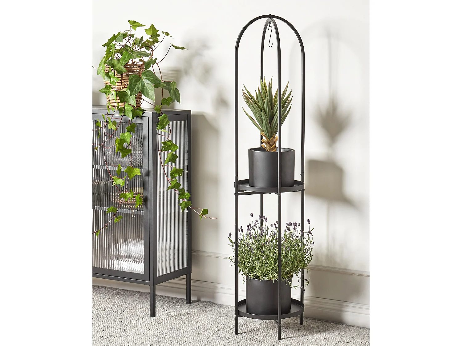 Support de pots TAMARIX Métal 35 cm Noir