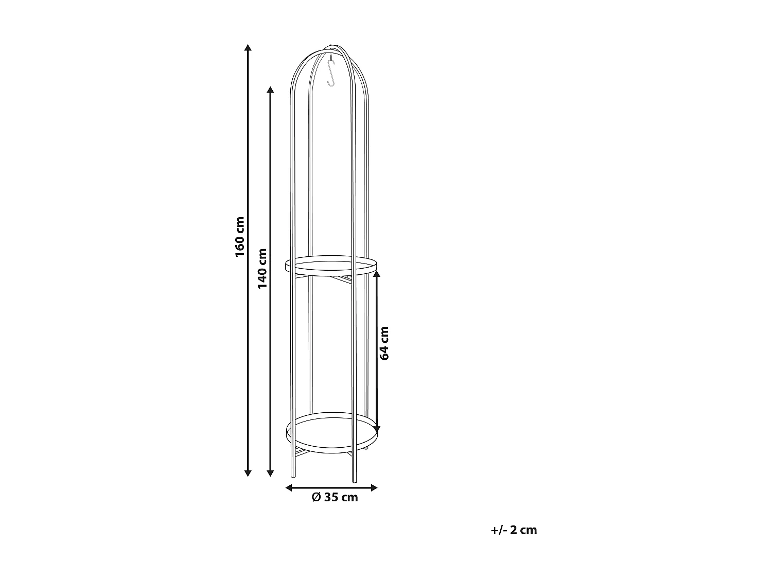 Support de pots TAMARIX Métal 35 cm Noir