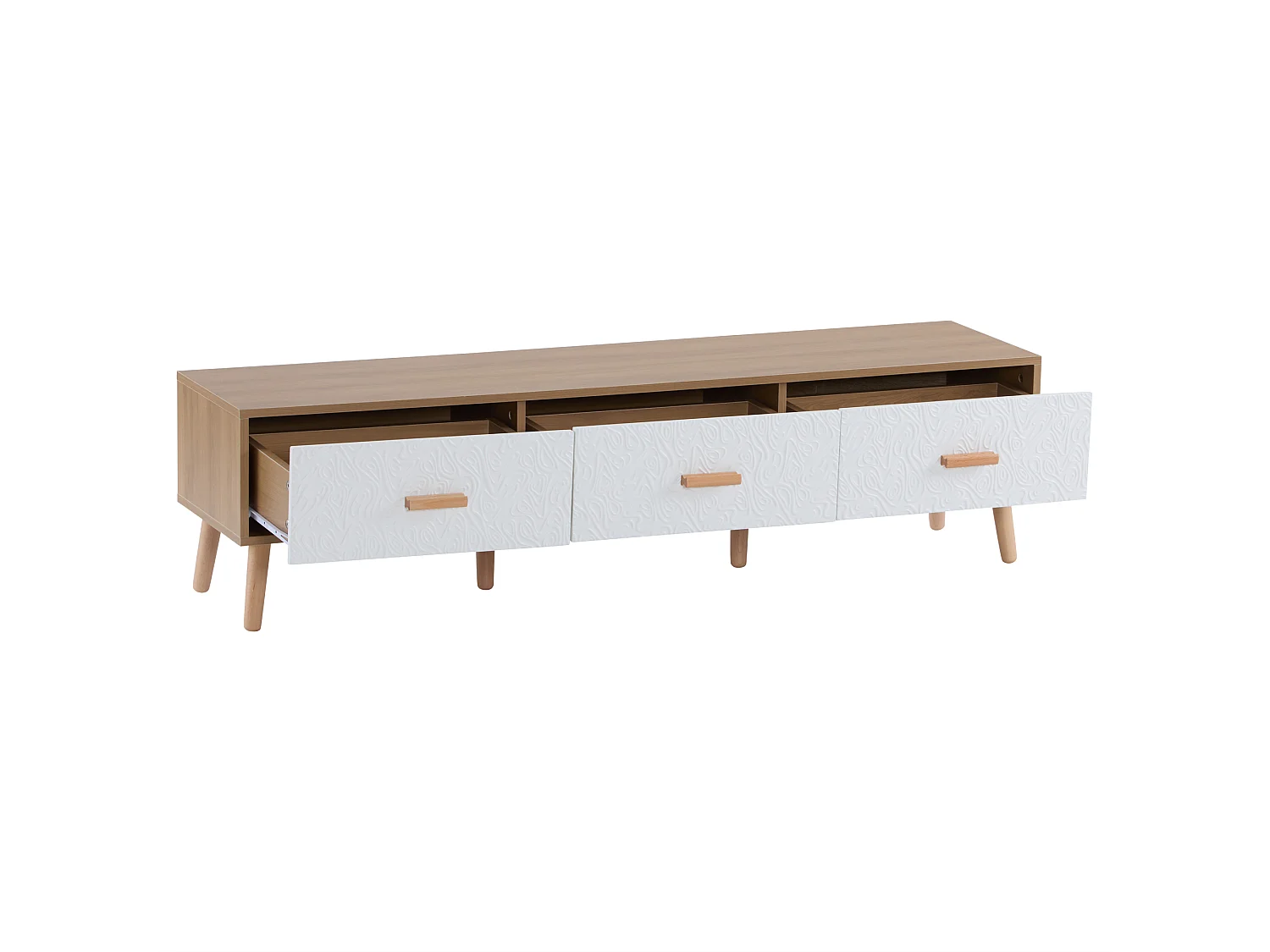 150 cm TV-Schrank – 3 Schubladen – Spanplatte – Weiß