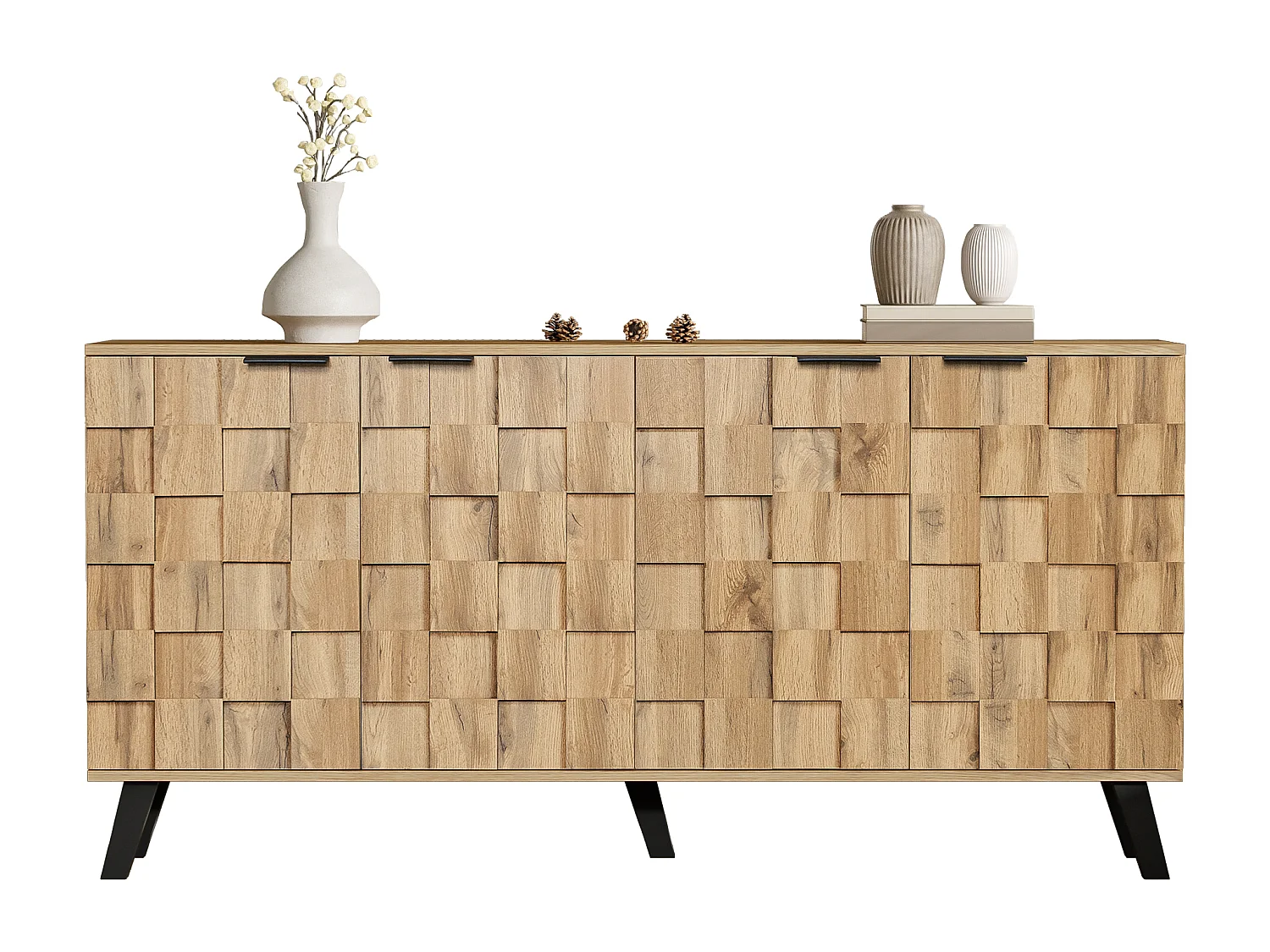 Buffet avec 4 portes - en panneaux de particules - Naturel