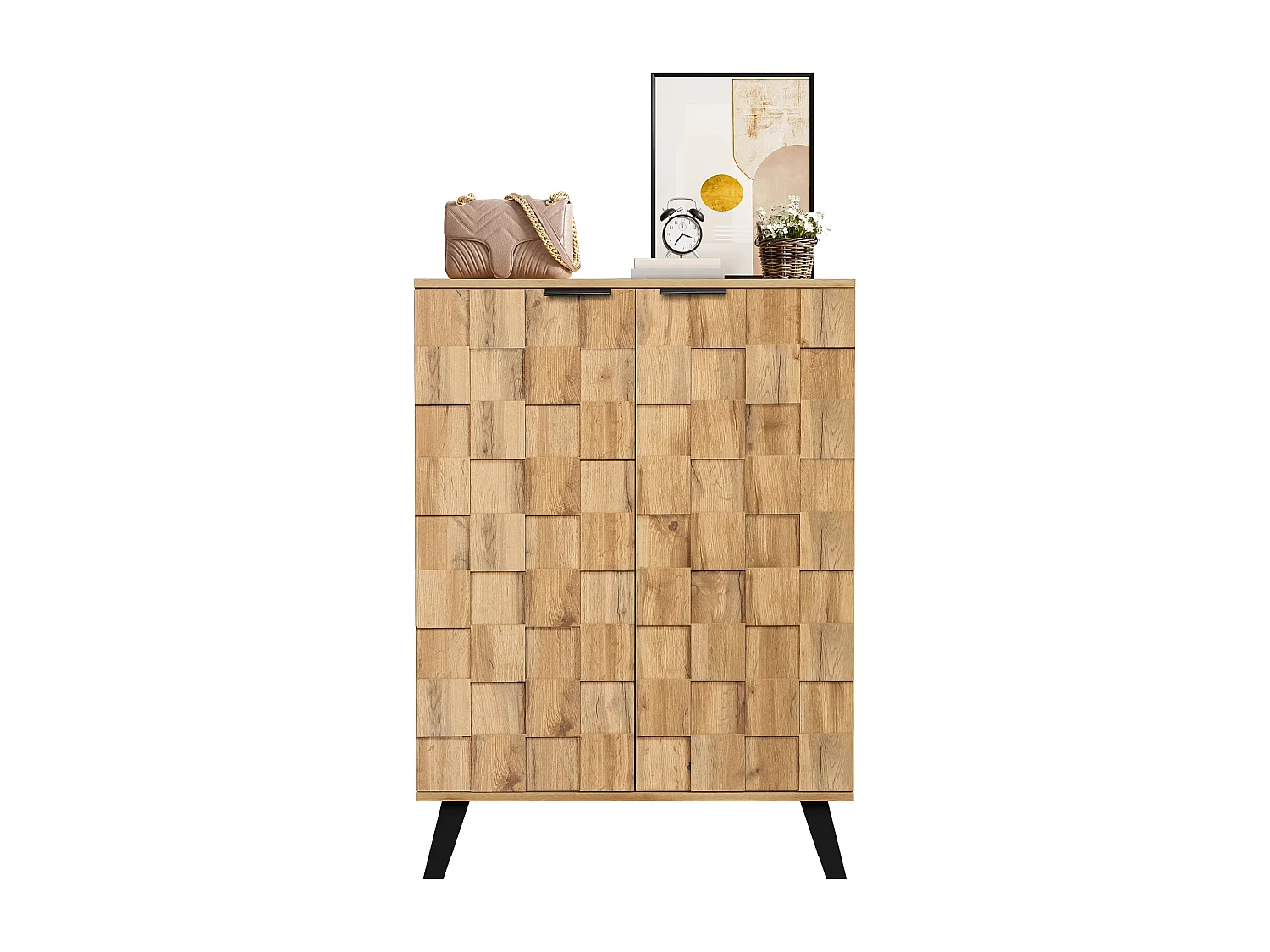 Buffet haut - avec 5 compartiments et 2 portes - Naturel