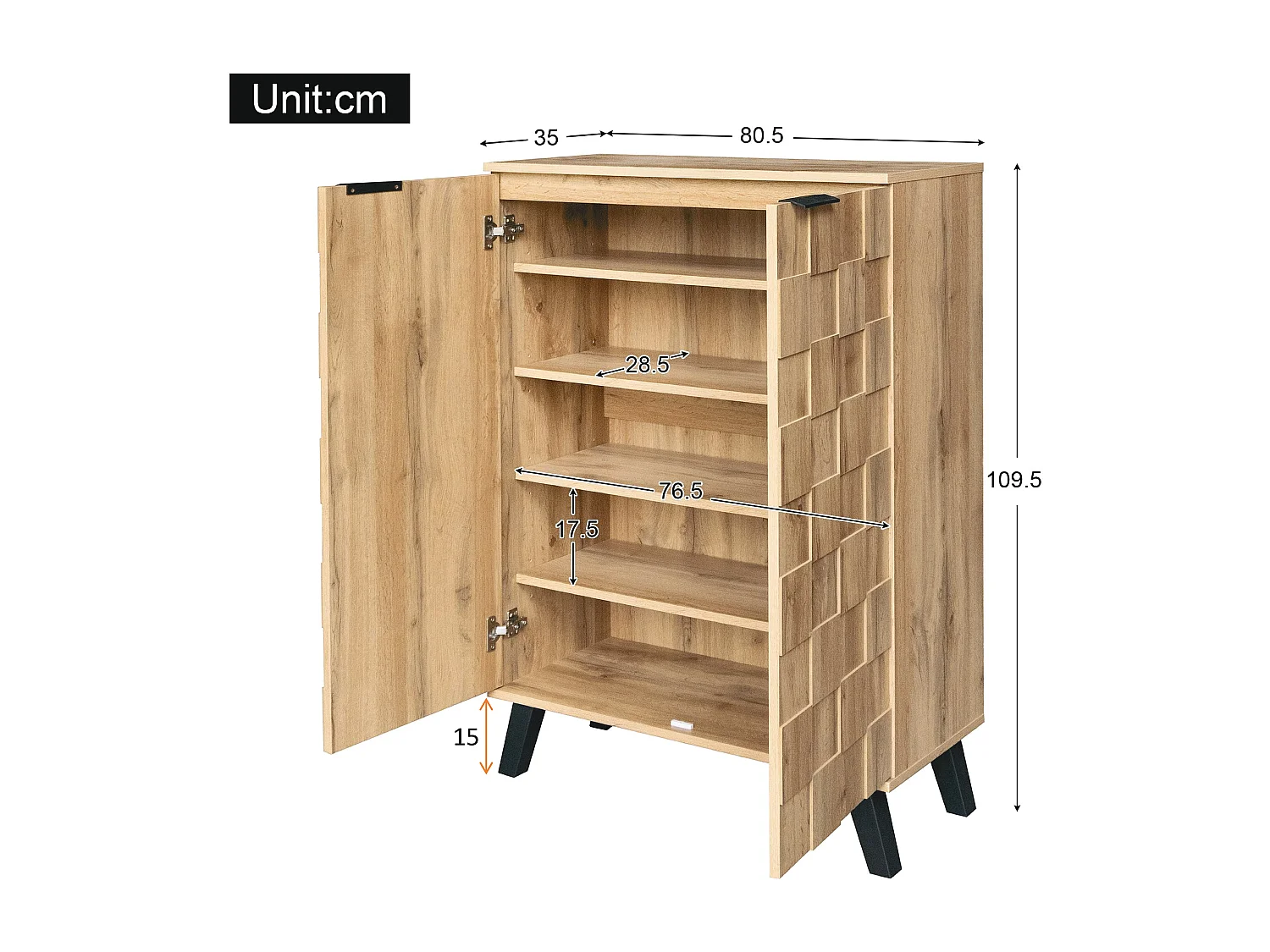 Buffet haut - avec 5 compartiments et 2 portes - Naturel