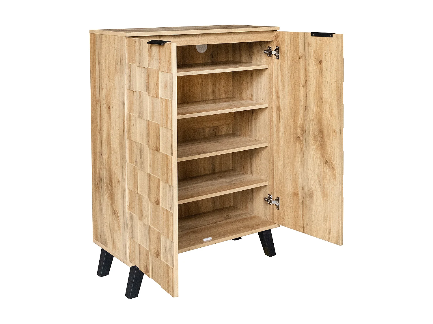 Hohes Sideboard – mit 5 Fächern und 2 Türen – Natur
