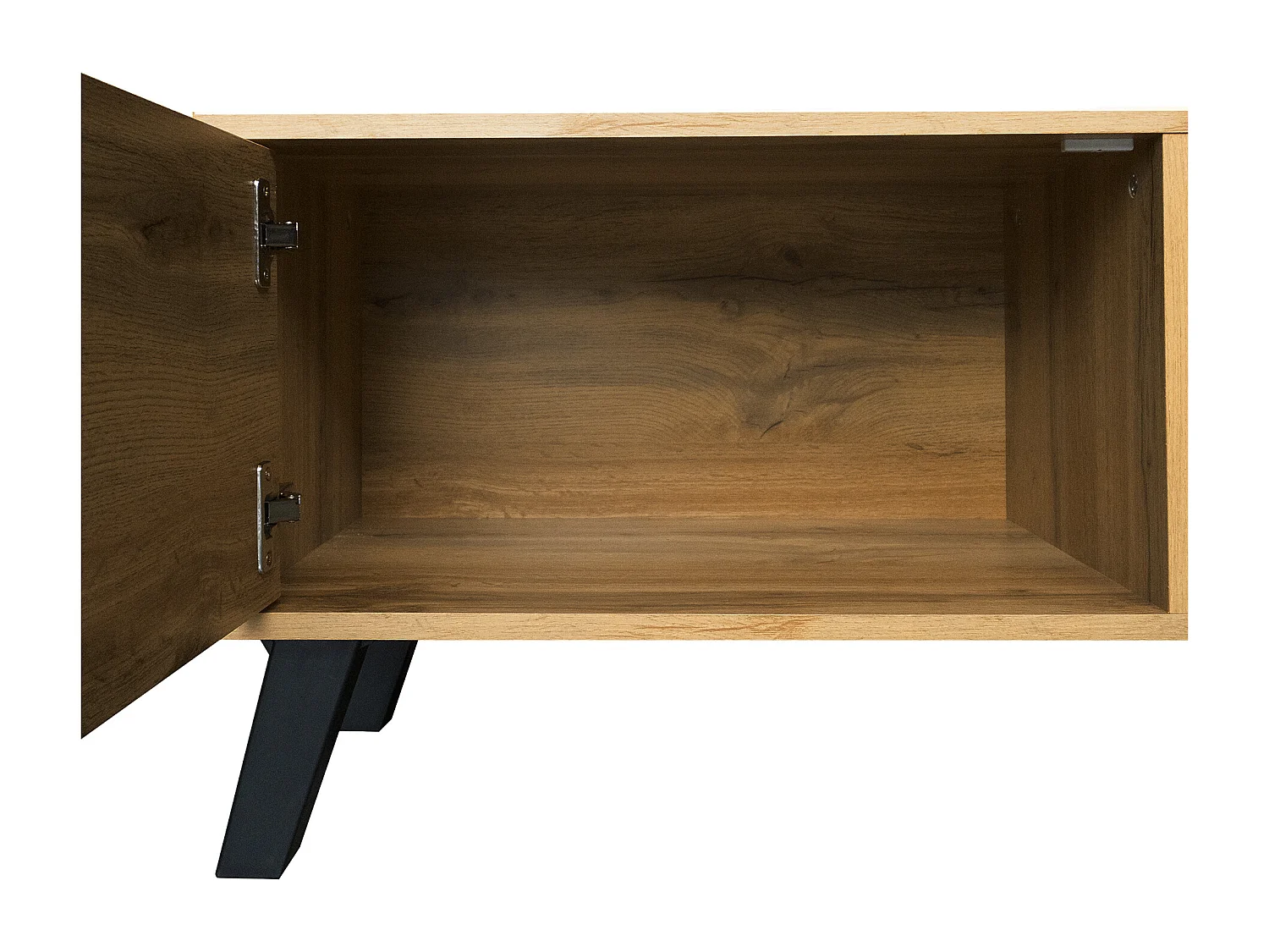 Meuble TV moderne - avec 2 portes et 2 compartiments ouverts - Naturel