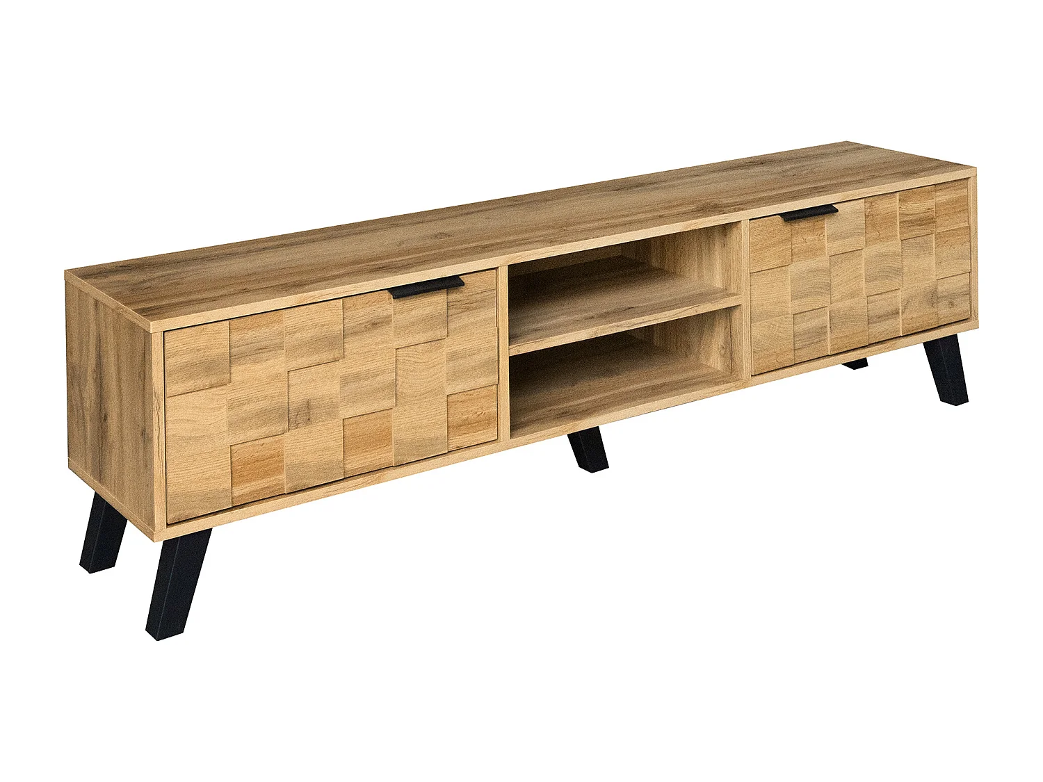 Moderner TV-Schrank – mit 2 Türen und 2 offenen Fächern – Natur