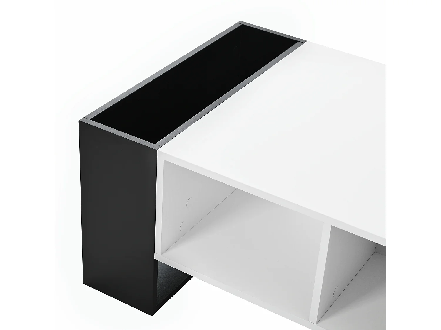 Couchtisch mit einer Schublade – moderner Stil – Weiß und Schwarz