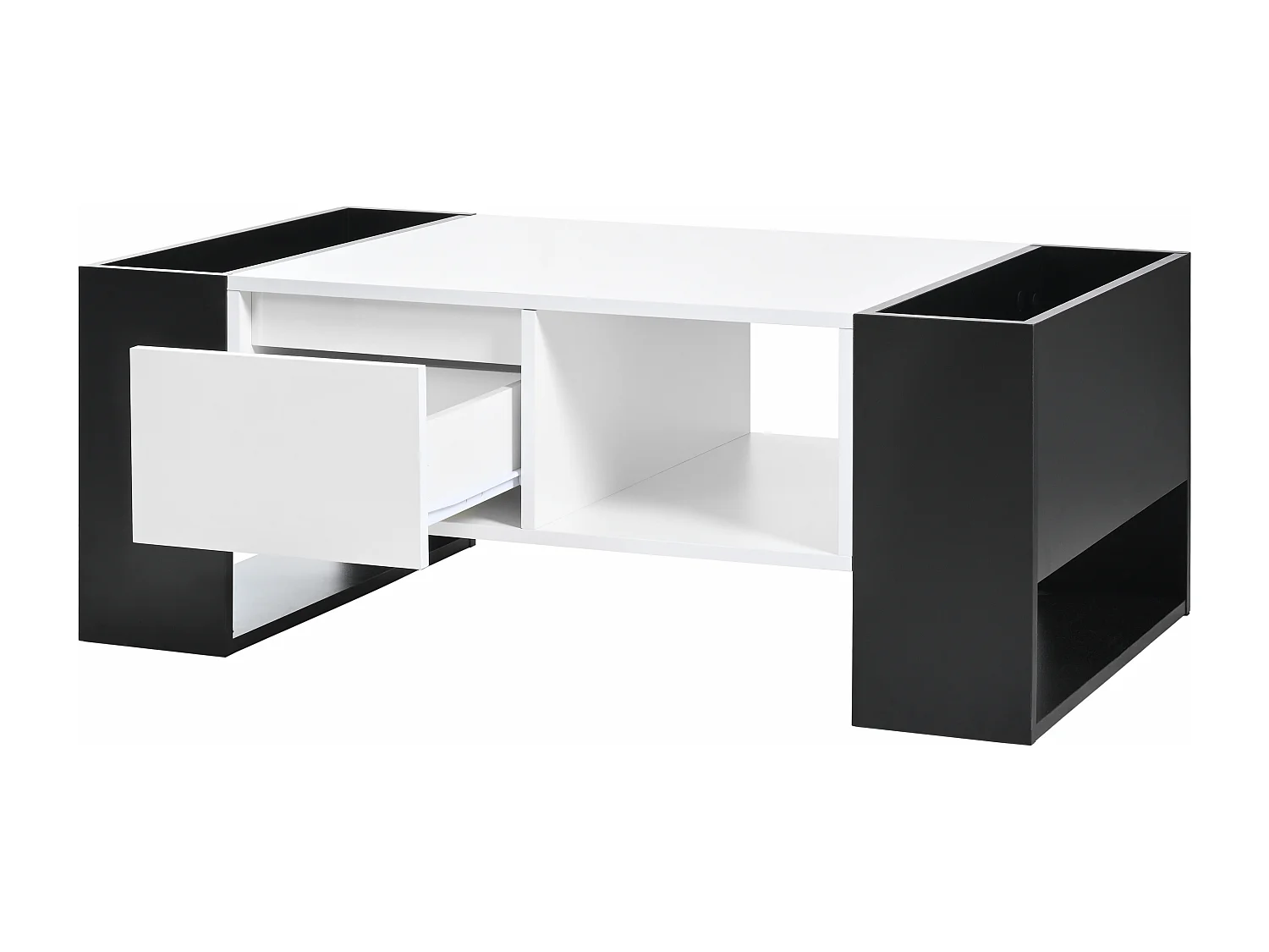 Table basse avec un tiroir - style moderne - Blanc & Noir