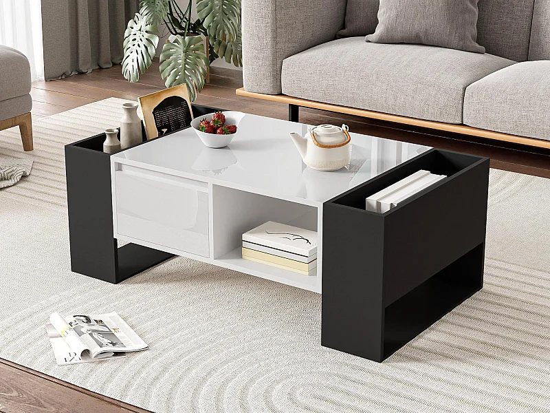 Tavolino con un cassetto - Stile moderno - Bianco e Nero