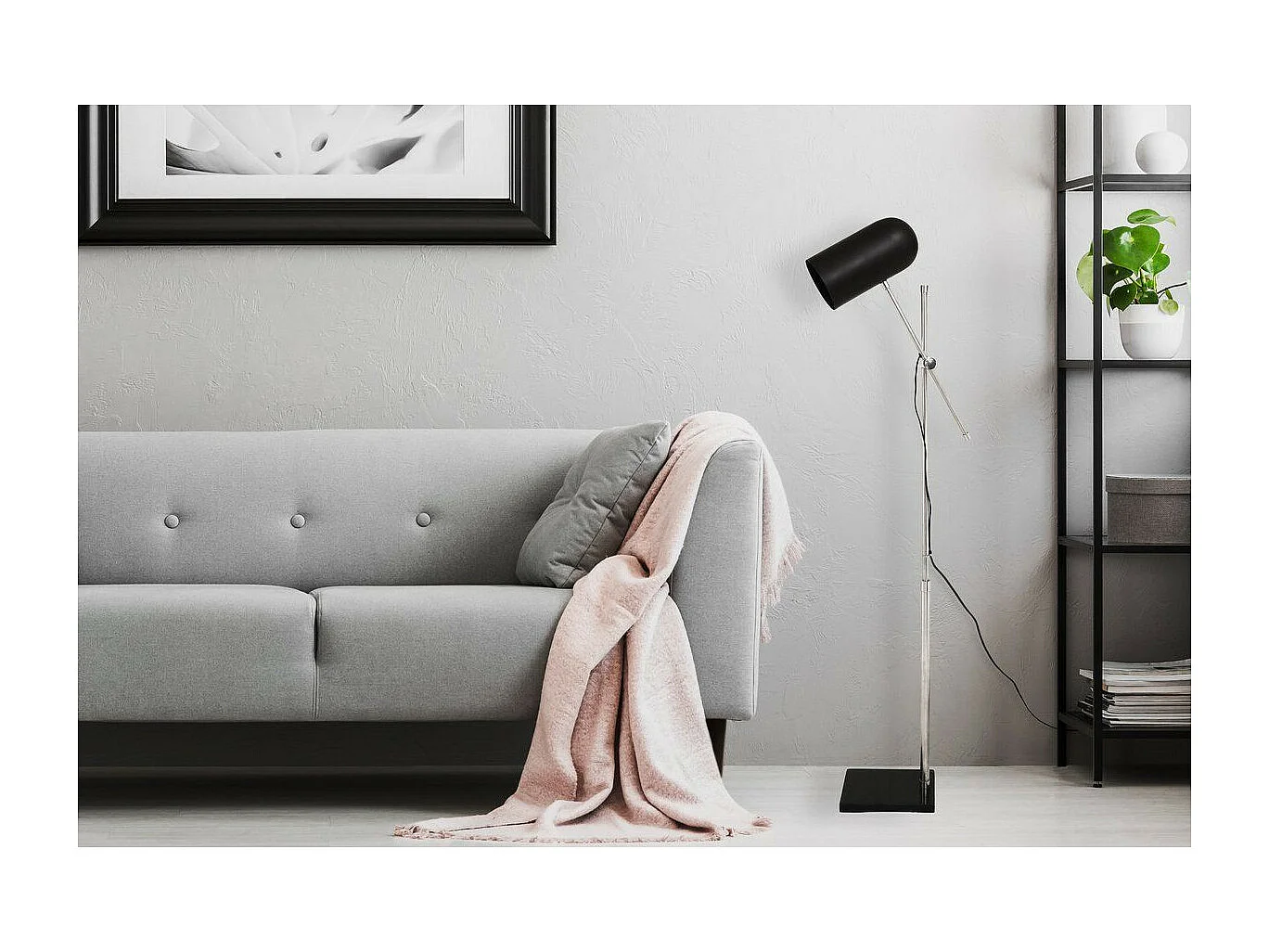 Lampadaire Industriel "Celeste" 142cm Noir & Argent