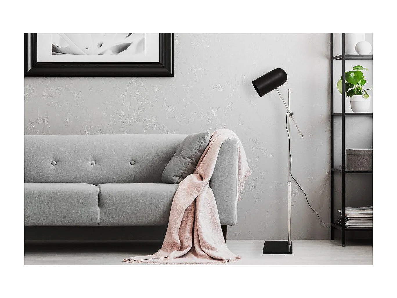 Lampadaire Industriel "Celeste" 142cm Noir & Argent