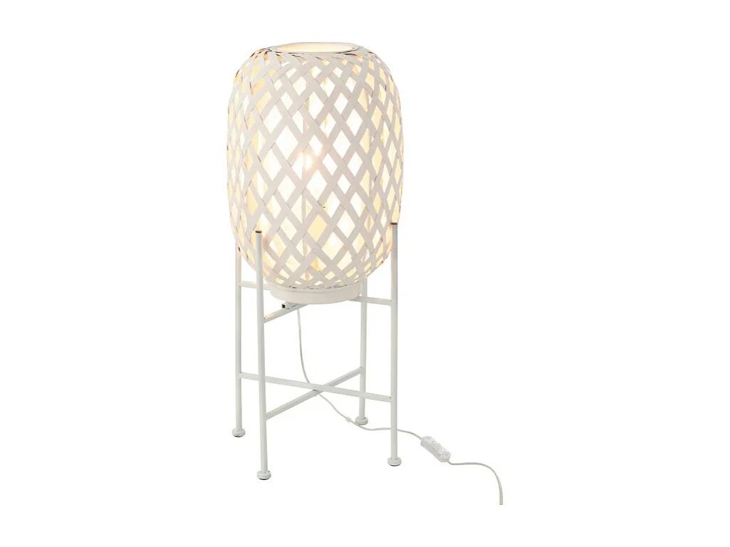 Lampadaire Déco en Bambou "Inaya" 63cm Blanc