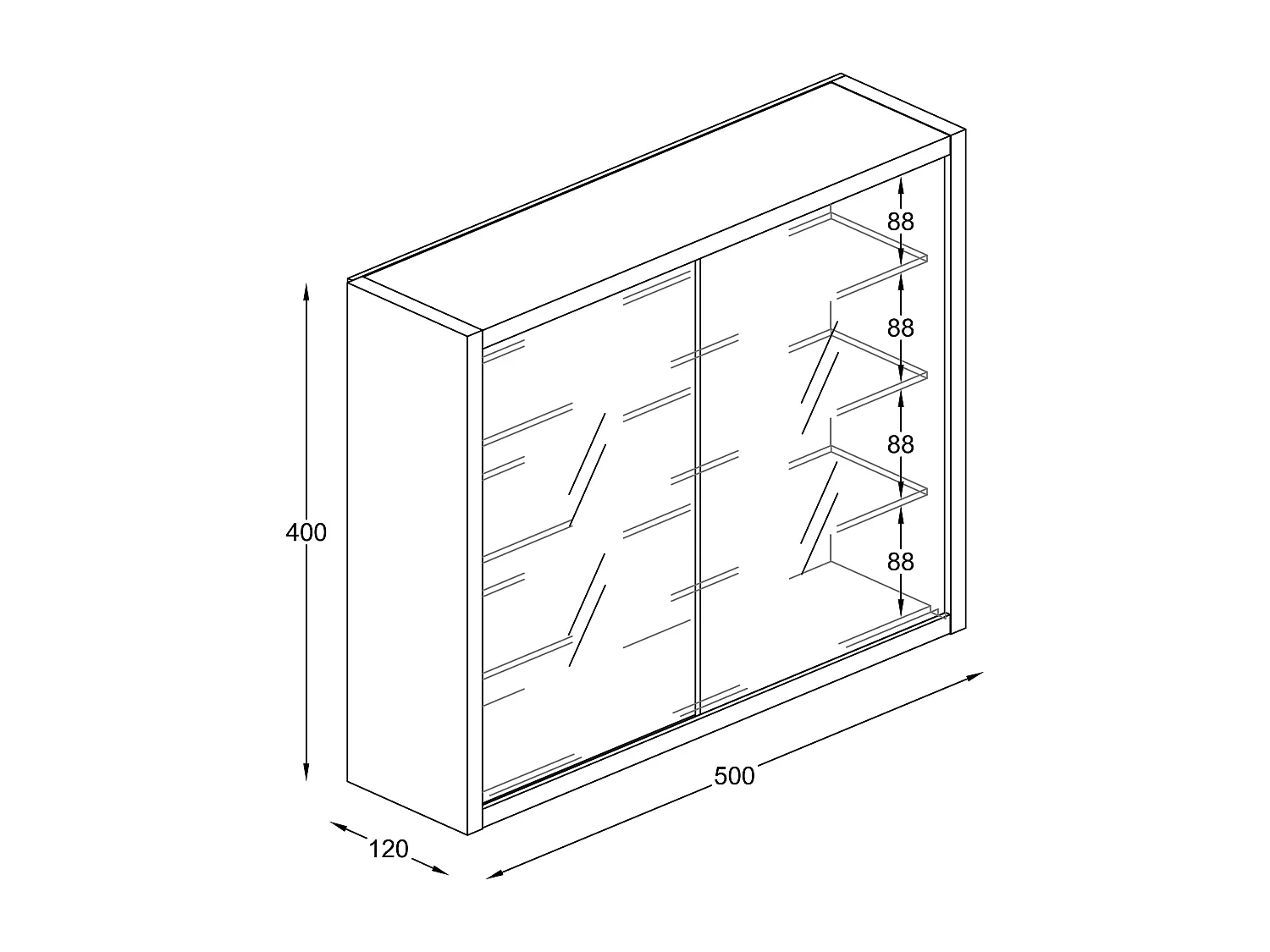 Wall display cabinet Drivalo White H. 40 x W. 50 x D. 12 cm
