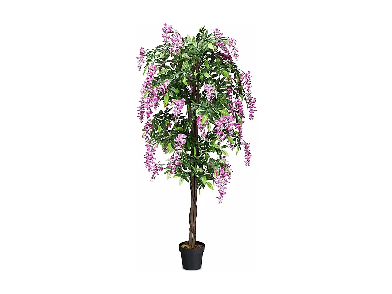 Arbre Artificiel Plante Artificielle en Pot avec Fausses Fleurs Roses Convient pour Intérieur ou Extérieur Wisteria 180cm