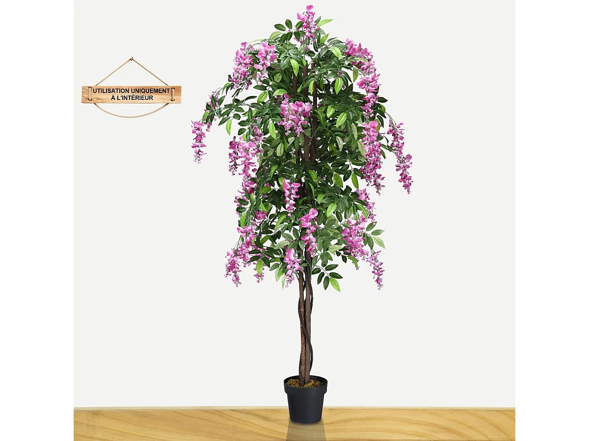 Kunstboom Kunstplant in pot met roze nepbloemen Geschikt voor blauweregen binnen of buiten 180cm