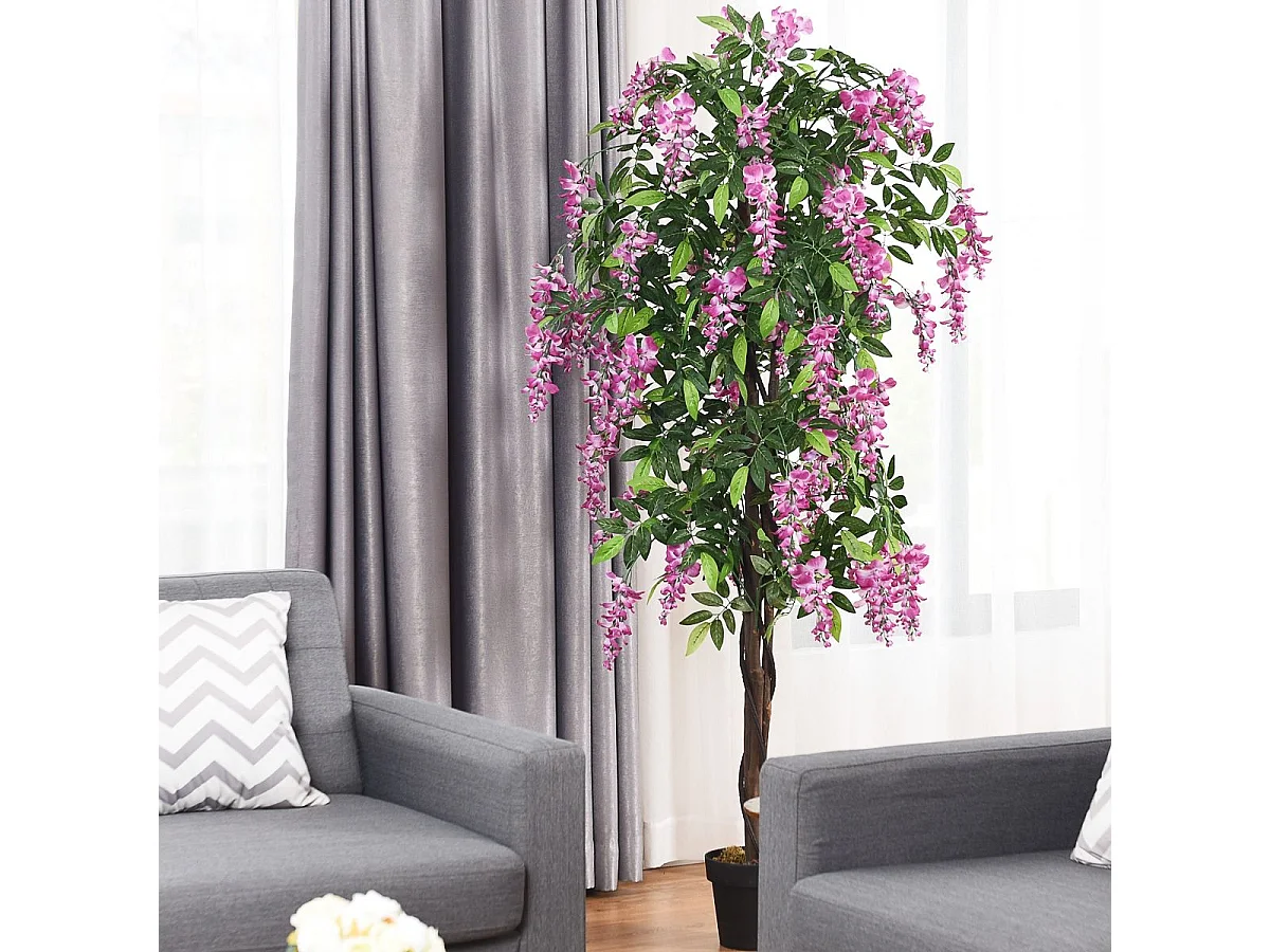 Kunstboom Kunstplant in pot met roze nepbloemen Geschikt voor blauweregen binnen of buiten 180cm