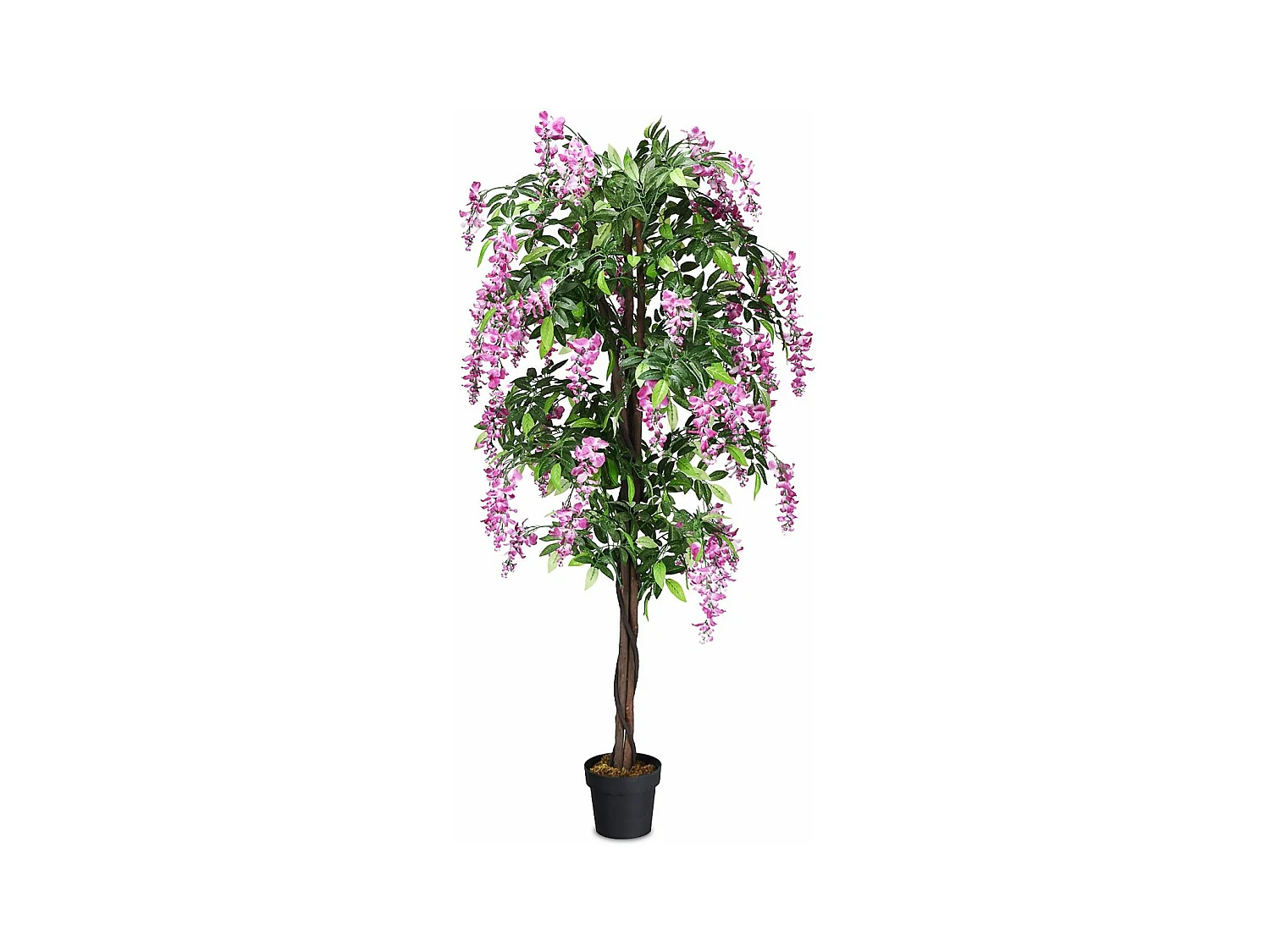 Arbre Artificiel Plante Artificielle en Pot avec Fausses Fleurs Roses Convient pour Intérieur ou Extérieur Wisteria 180cm