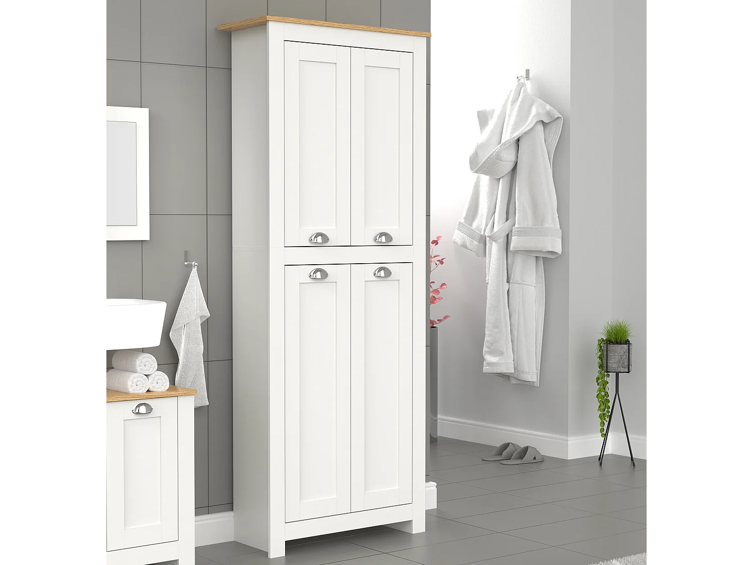 Arredamento da bagno in legno corridoio armadio da bagno Balusa