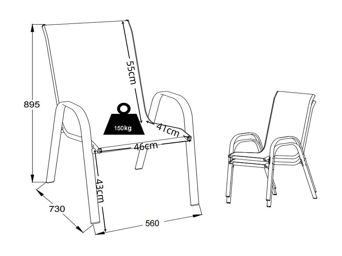 Garden chair Sonlas Anthracite H. 89 x W. 56 x D. 73 cm