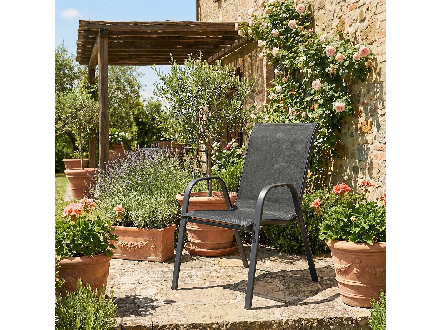 Garden chair Sonlas Anthracite H. 89 x W. 56 x D. 73 cm