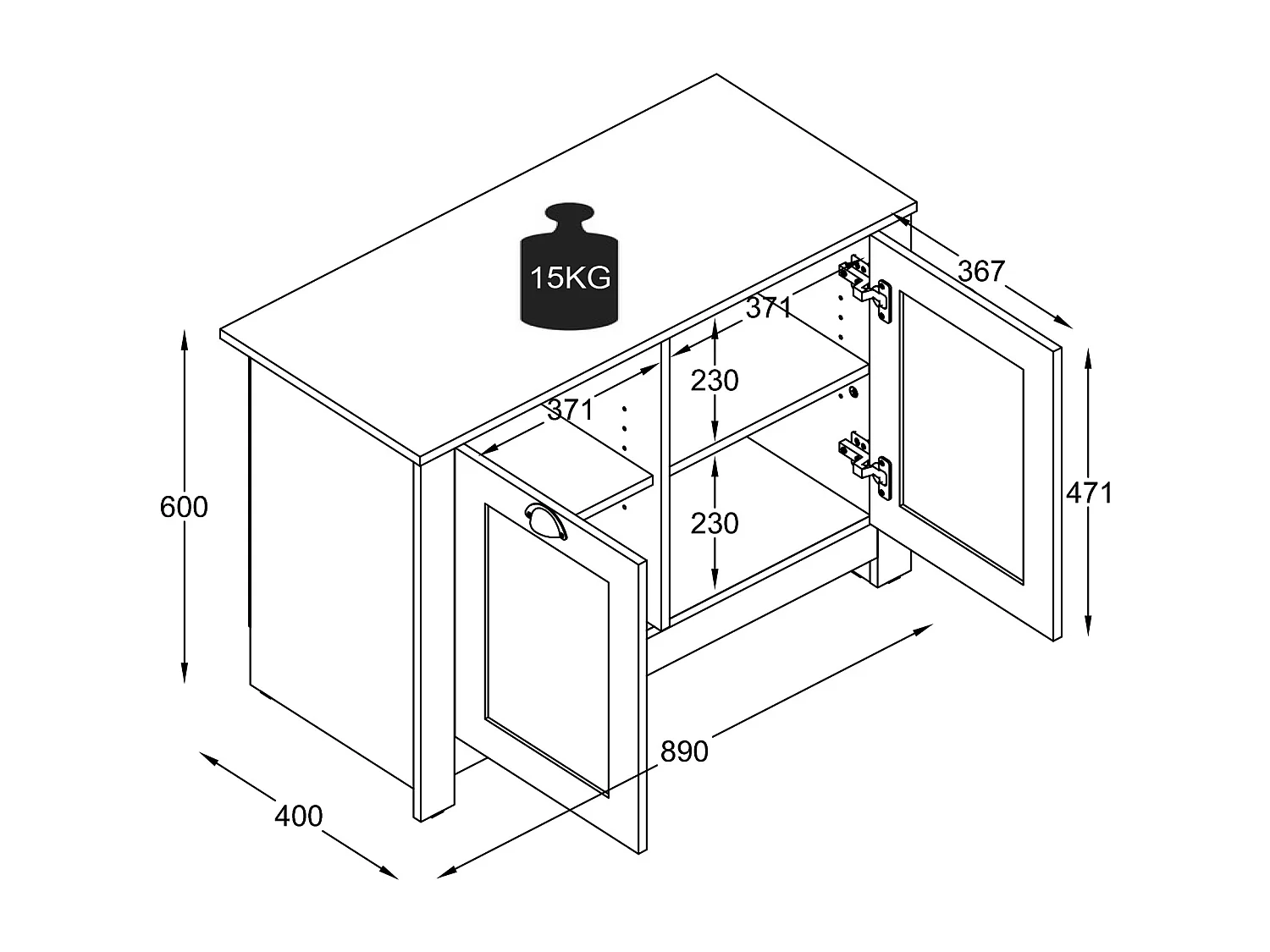 Kommode Sideboard Büro Badmöbel Balusa XL