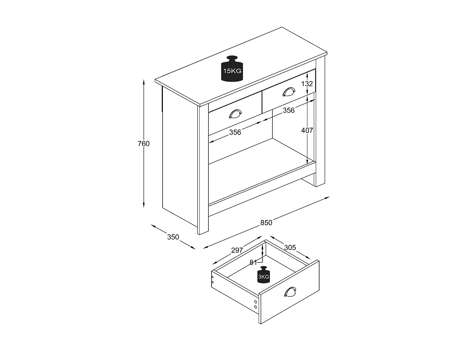 Ladekast Dressoir Lade Balusa S