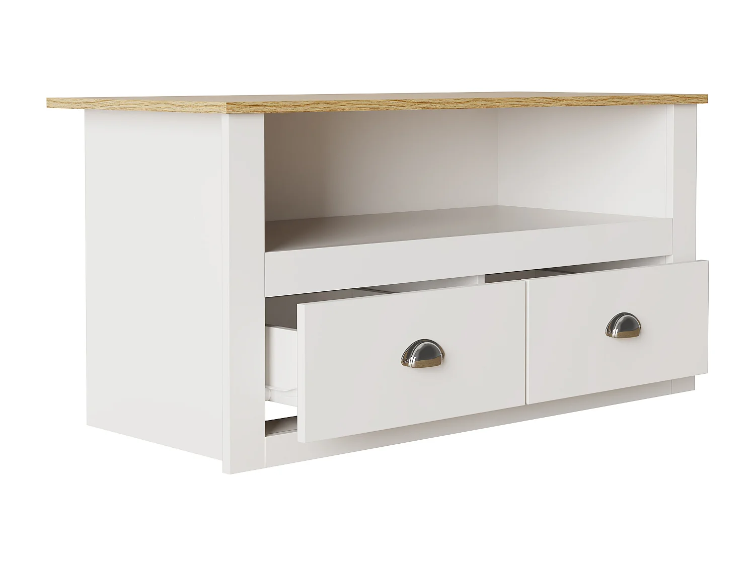 Meuble téléviseur Balusa H. 54 x L. 99 x j. 44 cm Blanc