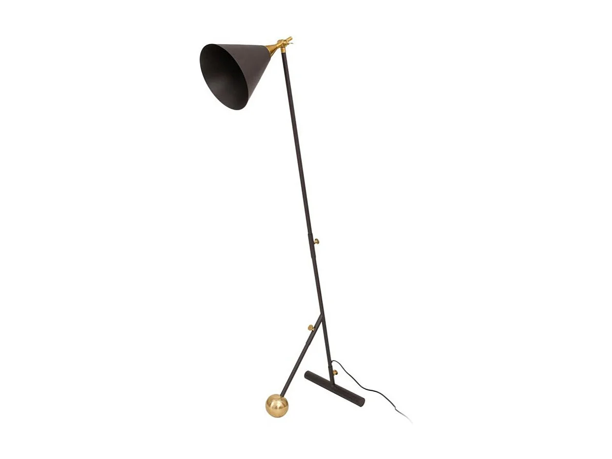 Lampadaire Industriel "Celeste" 148cm Noir & Or