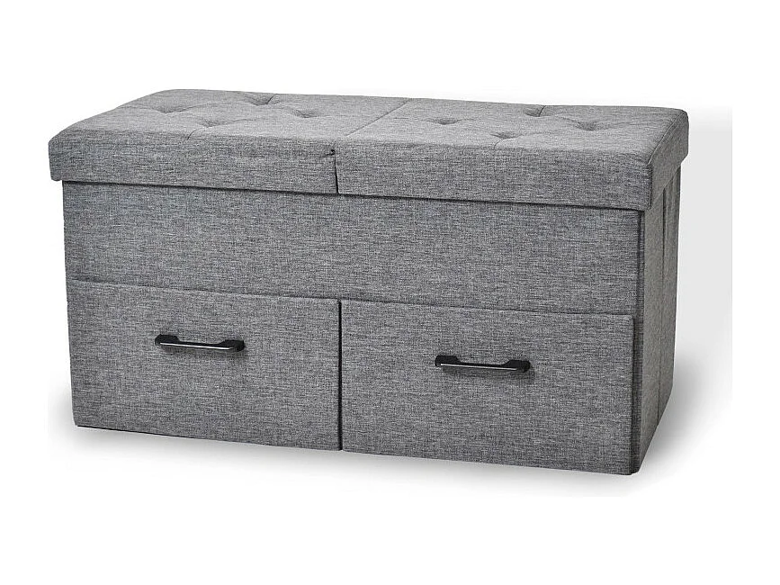 Banc de Rangement avec coffre et tiroirs 2 places 77x40x38cm